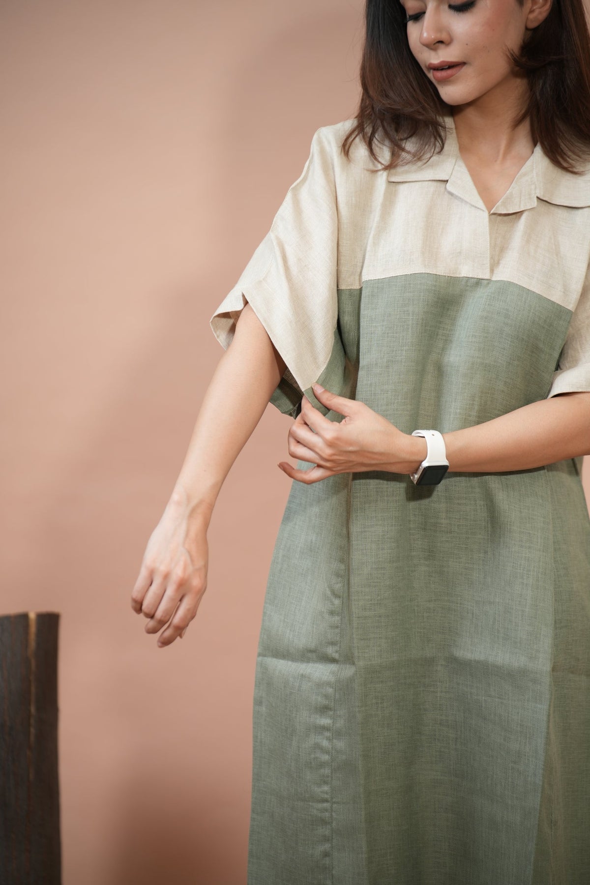 Sage & Sand Panelled Midi Dress